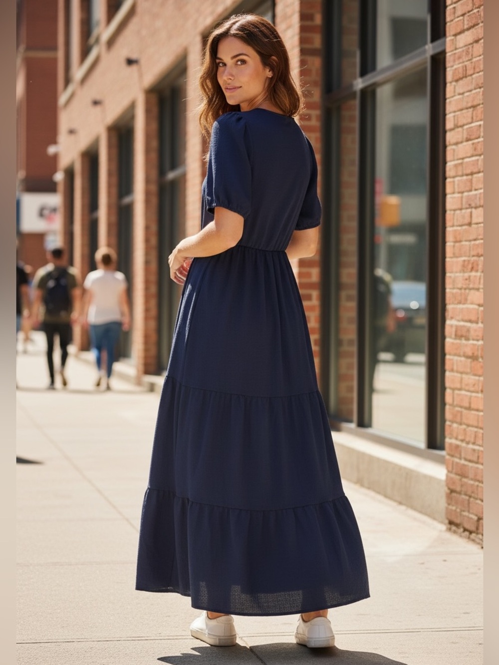 SHEIN Curve 1XL Navy Blue Bohemian Dress